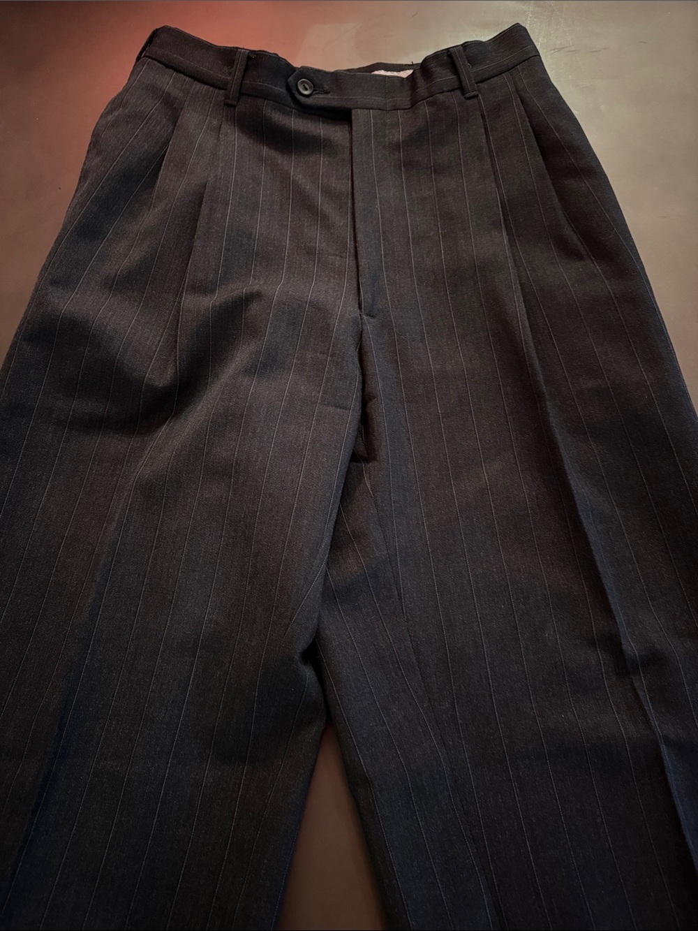 Gray Wool Pinstripe Dress Pants